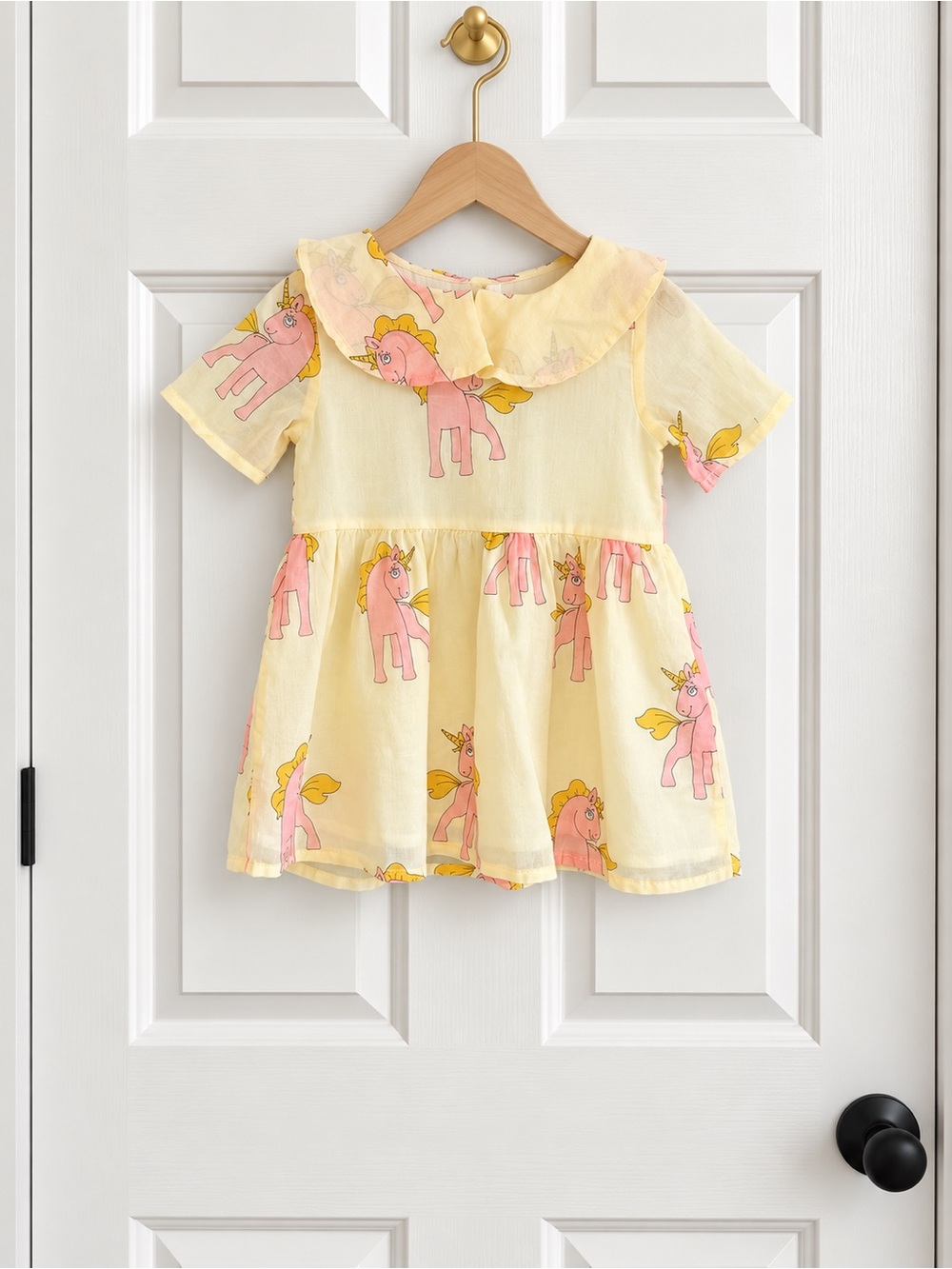 Mini Rodini Unicorn Ruffle Collar Dress 12-18M NWT Organic Cotton
